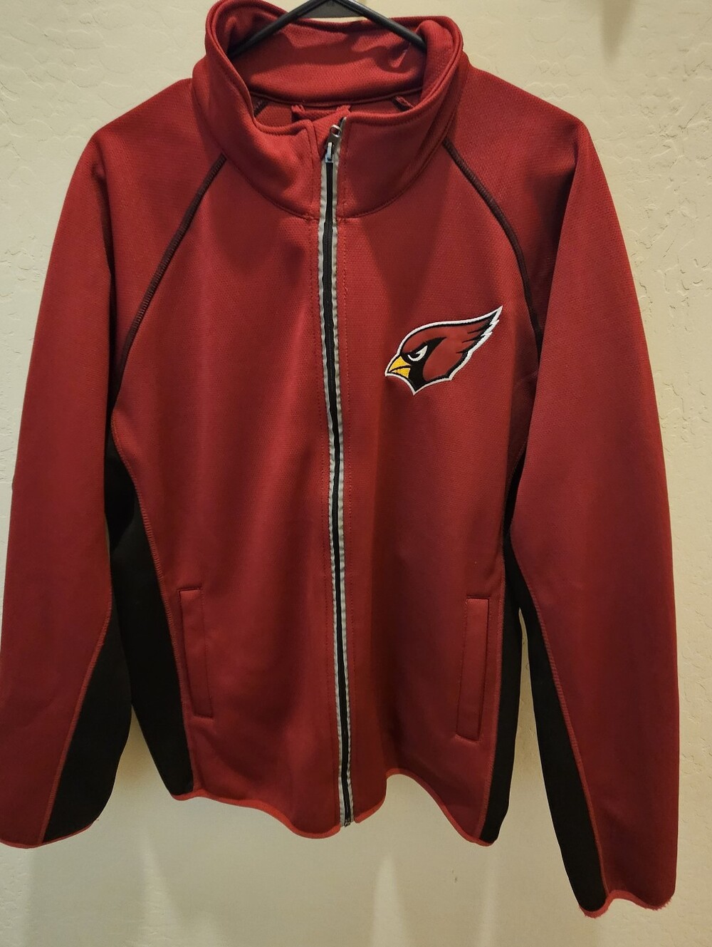 NFL Arizona Cardinals Red Full-Zip Jacket with Pockets & Team Patch Sz Large